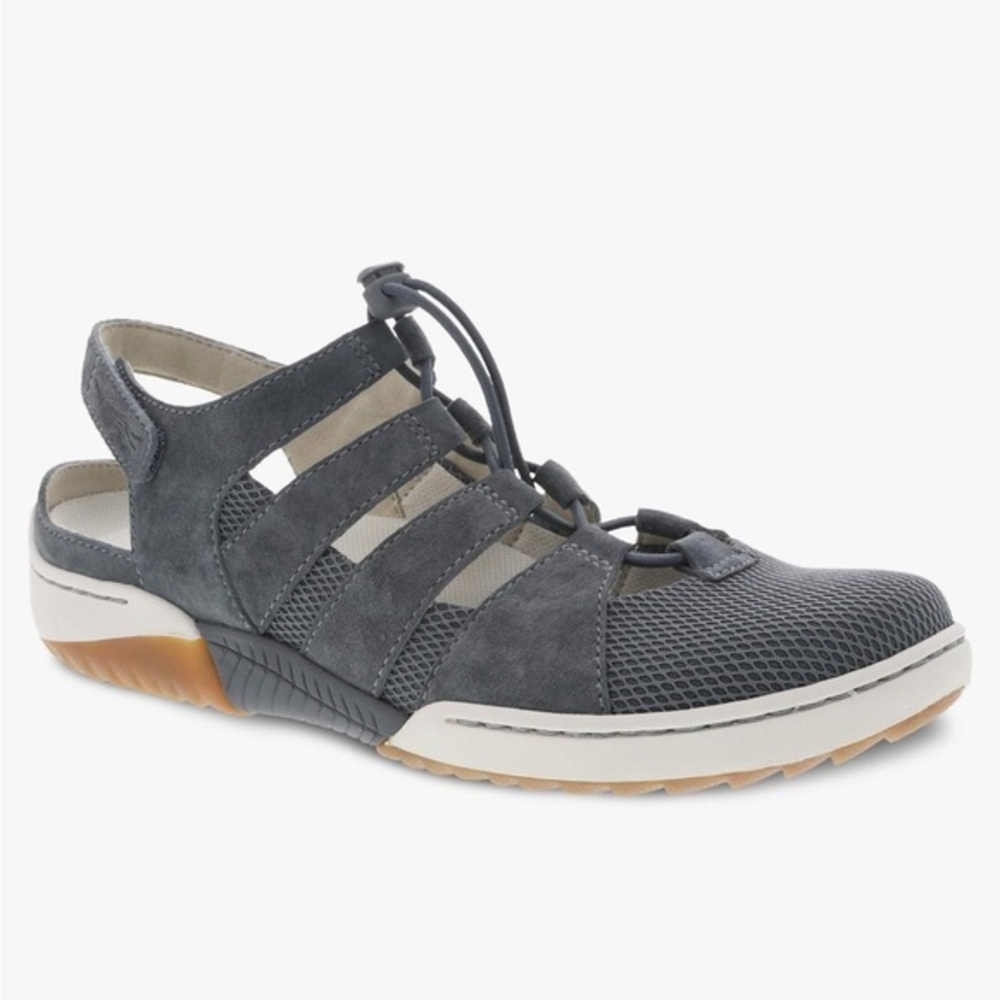 Dansko Riona Slate Suede Sandals Flats Black